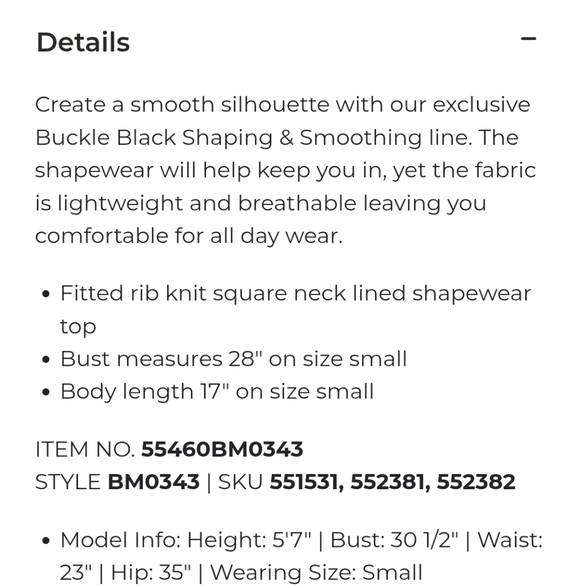 NEW Buckle BLACK Shaping & Smoothing Black Ribbed Crop Top Sz XL NWT Contour - Picture 5 of 7